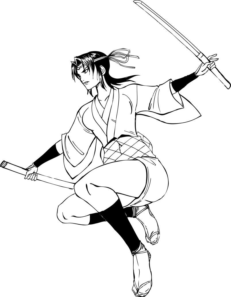 804x1034 Kagero From Ninja Scroll Line Art By Claret821021
