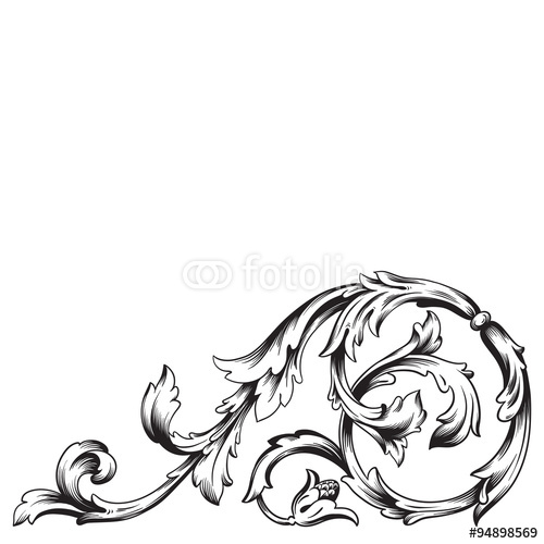 500x500 Vintage Baroque Frame Scroll Ornament Engraving Border Floral