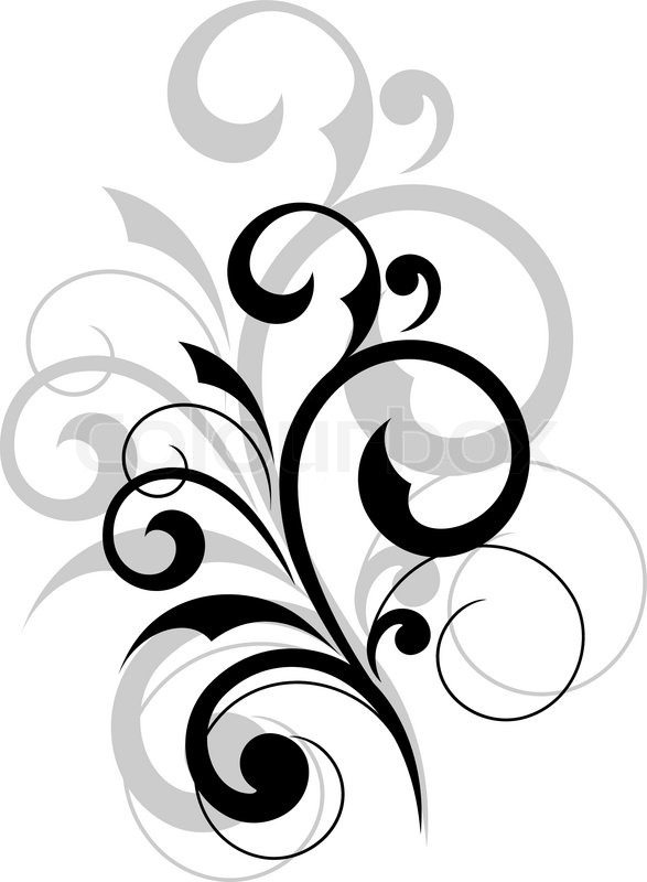 587x800 Elegant Scrolling Foliate Design Element On White Background