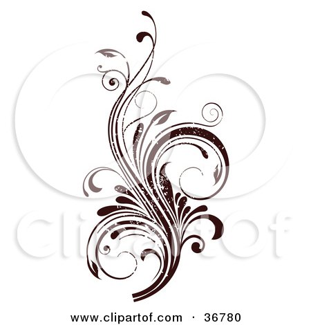 450x470 Clipart Illustration Of A Dark Brown Grunge Textured Curly Vine