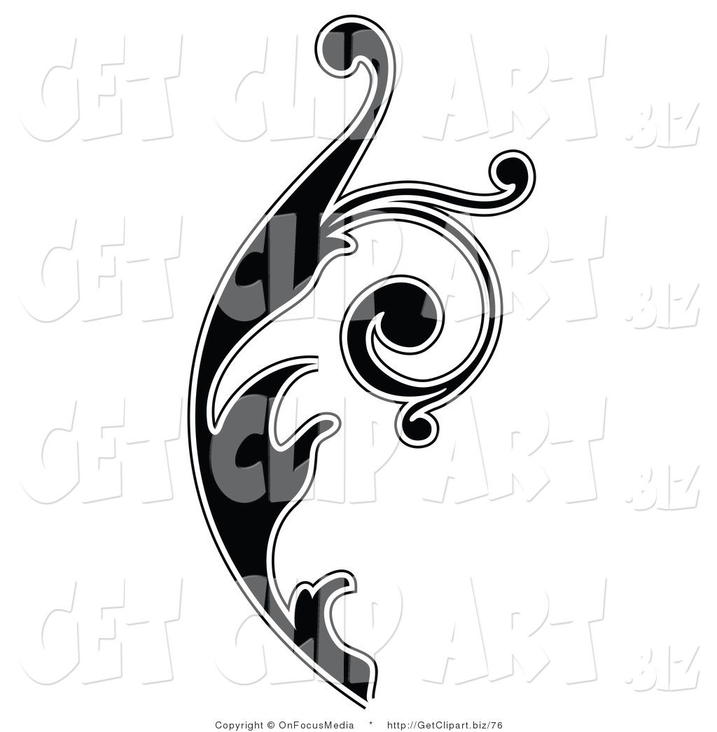 1024x1044 Clip Art Of A Black Silhouetted Leafy Scroll Design Outlined
