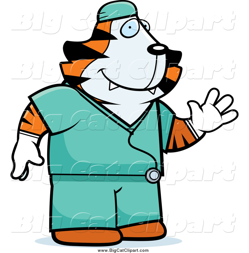1024x1044 Big Cat Cartoon Vector Clipart Of A Tiger Surgeon Doctor In Green