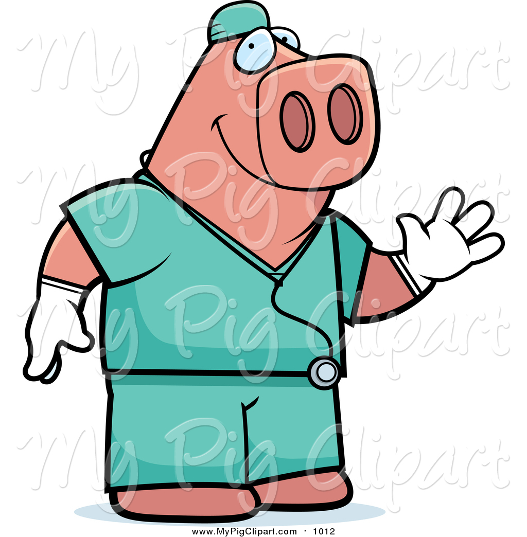 1024x1044 Swine Clipart Of A Waving Pig Surgeon Doctor In Scrubs By Cory