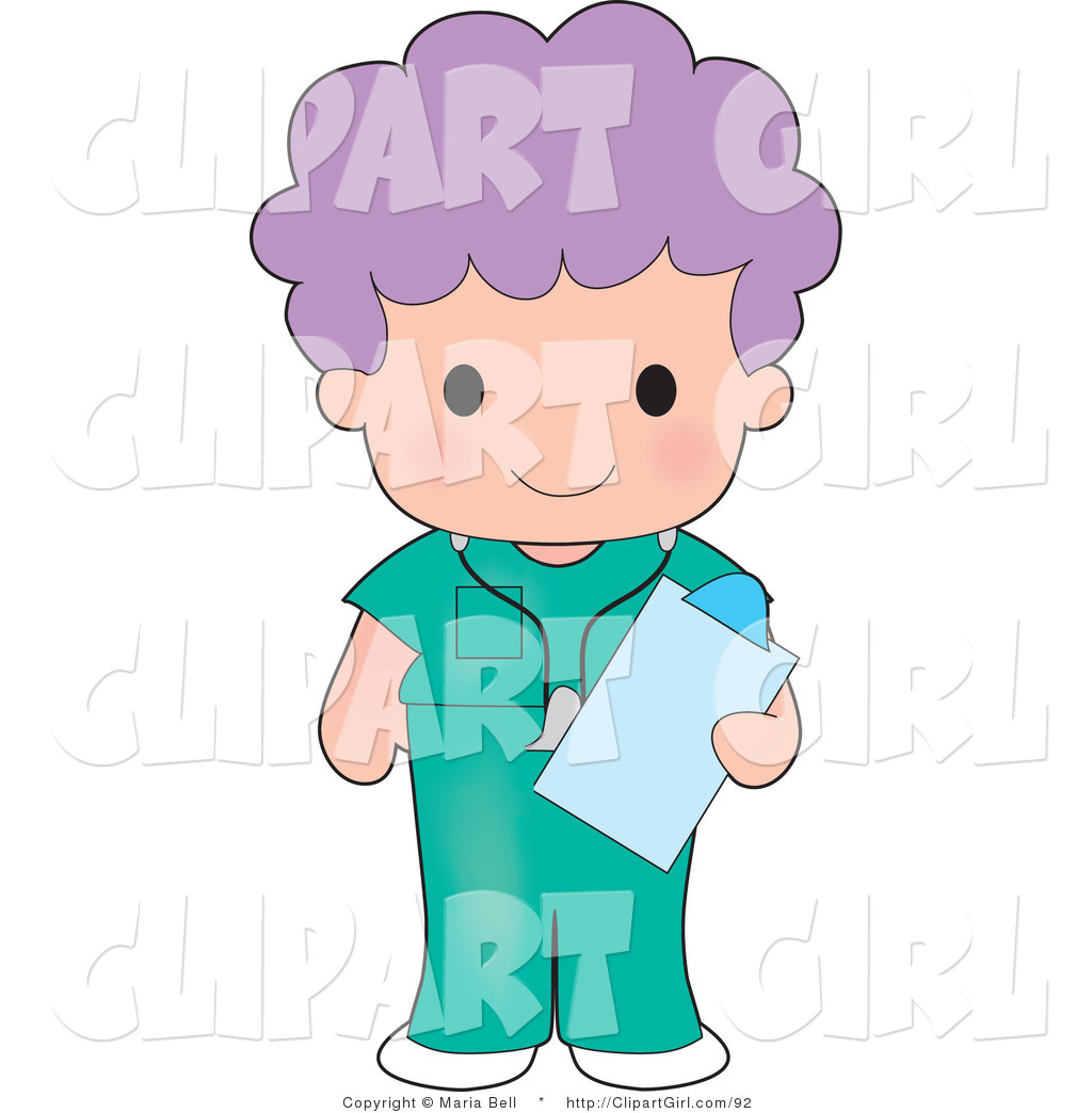 1024x1044 Clip Art Of A Female Purple Haired Medical Nurse Or Doctor