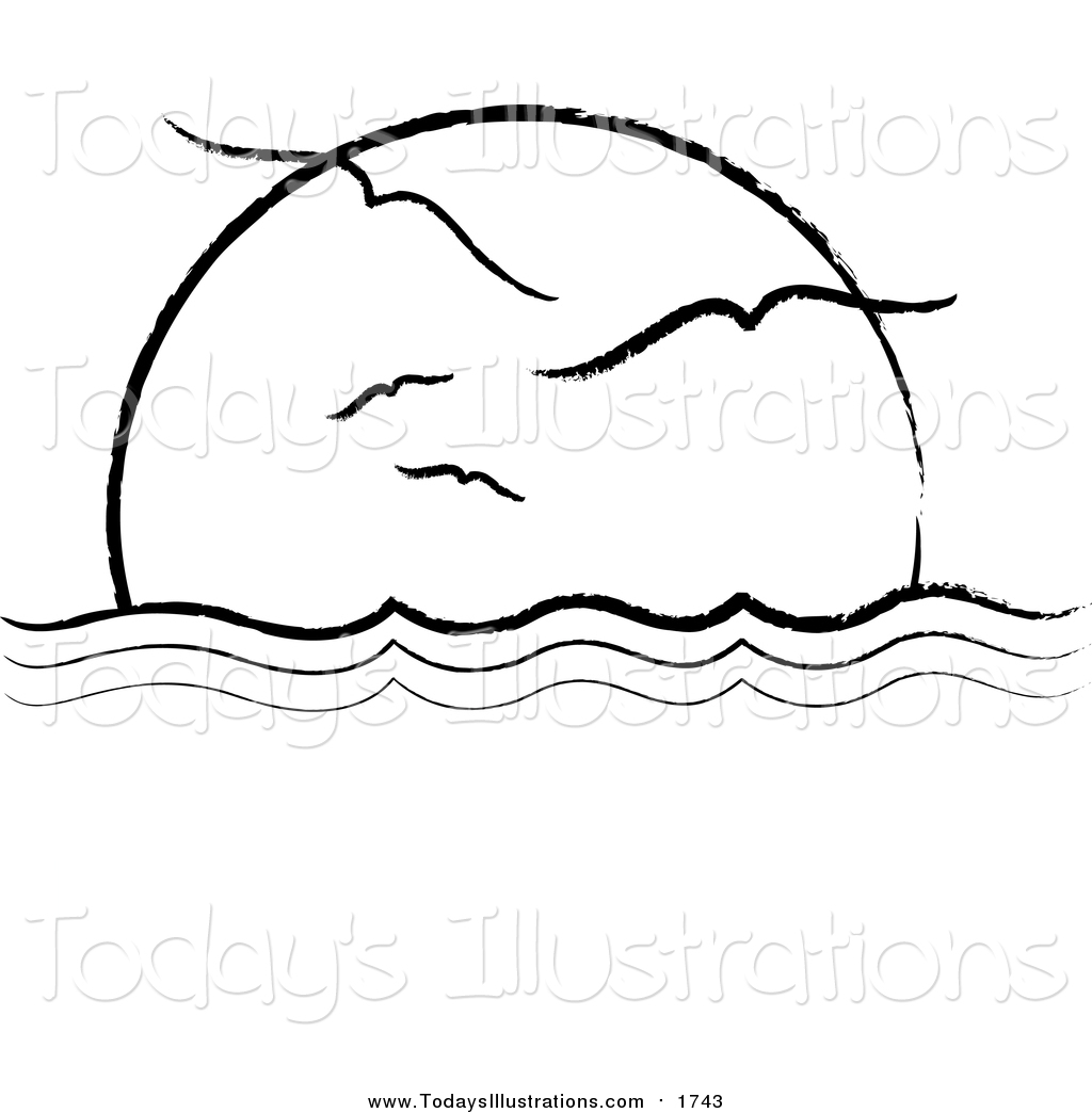 1024x1044 Clipart Of A Black And White Flock Of Seagulls Flying Against