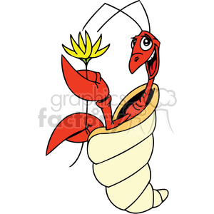 300x300 Royalty Free A Sea Creature In A Shell Holding A Yellow Flower
