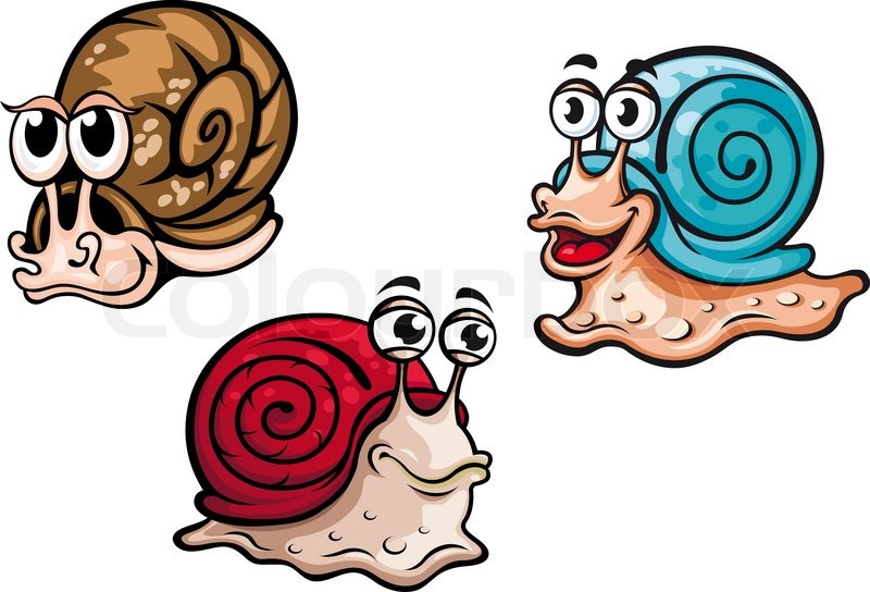 800x544 Smiling Cartoon Snails With Colorful Shells And Funny Eyeballs