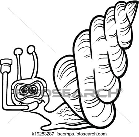 450x443 Clip Art Of Sea Snail Cartoon Coloring Page K19283287