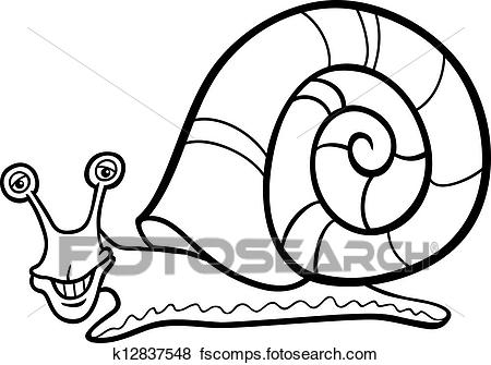450x335 Clip Art Of Snail Mollusk Cartoon For Coloring Book K12837548