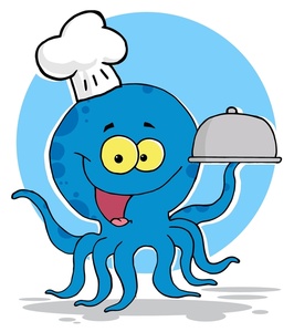 266x300 Seafood Clipart Image A Happy Octopus Chef Carrying A Silver Image
