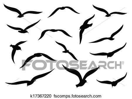 450x338 Clipart Of Black Seagulls K17367220