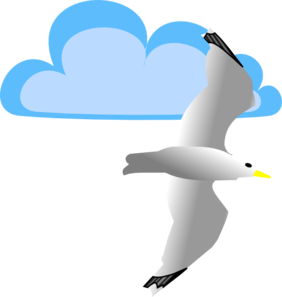 282x297 Seagull And Cloud Clip Art