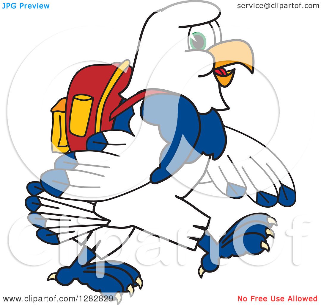 1080x1024 Clipart Of A Happy Seahawk School Mascot Character Student Walking