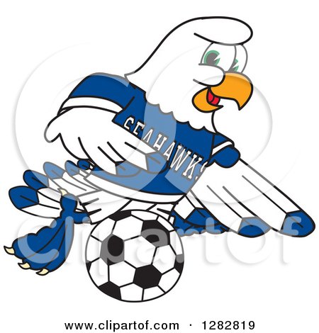 450x470 Clipart Of A Happy Seahawk Sports School Mascot Character Playing
