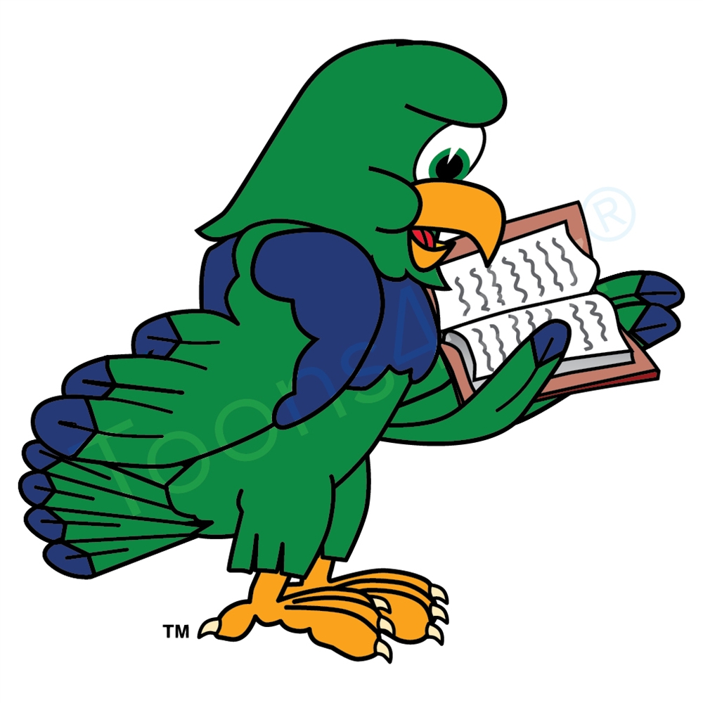1000x1000 Seahawk Mascot Reading Book Clip Art