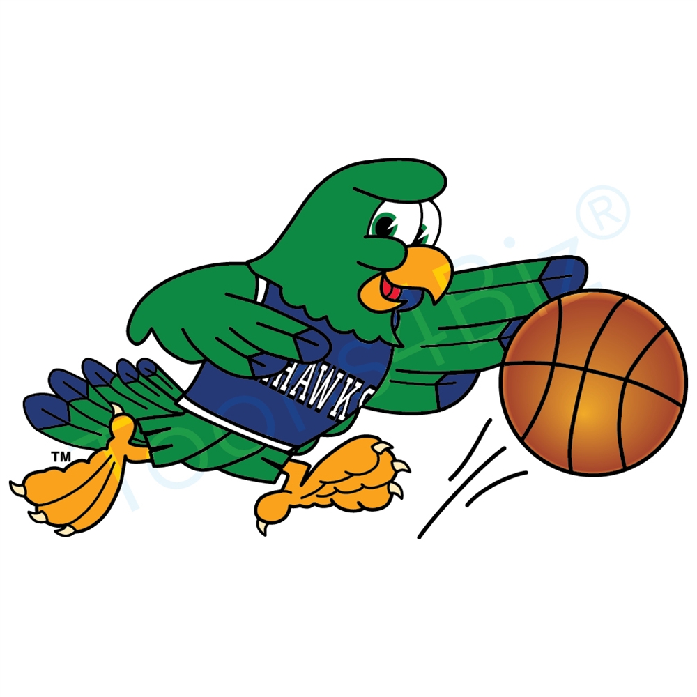 1000x1000 Seahawk Mascot Playing Basketball Clip Art Graphic