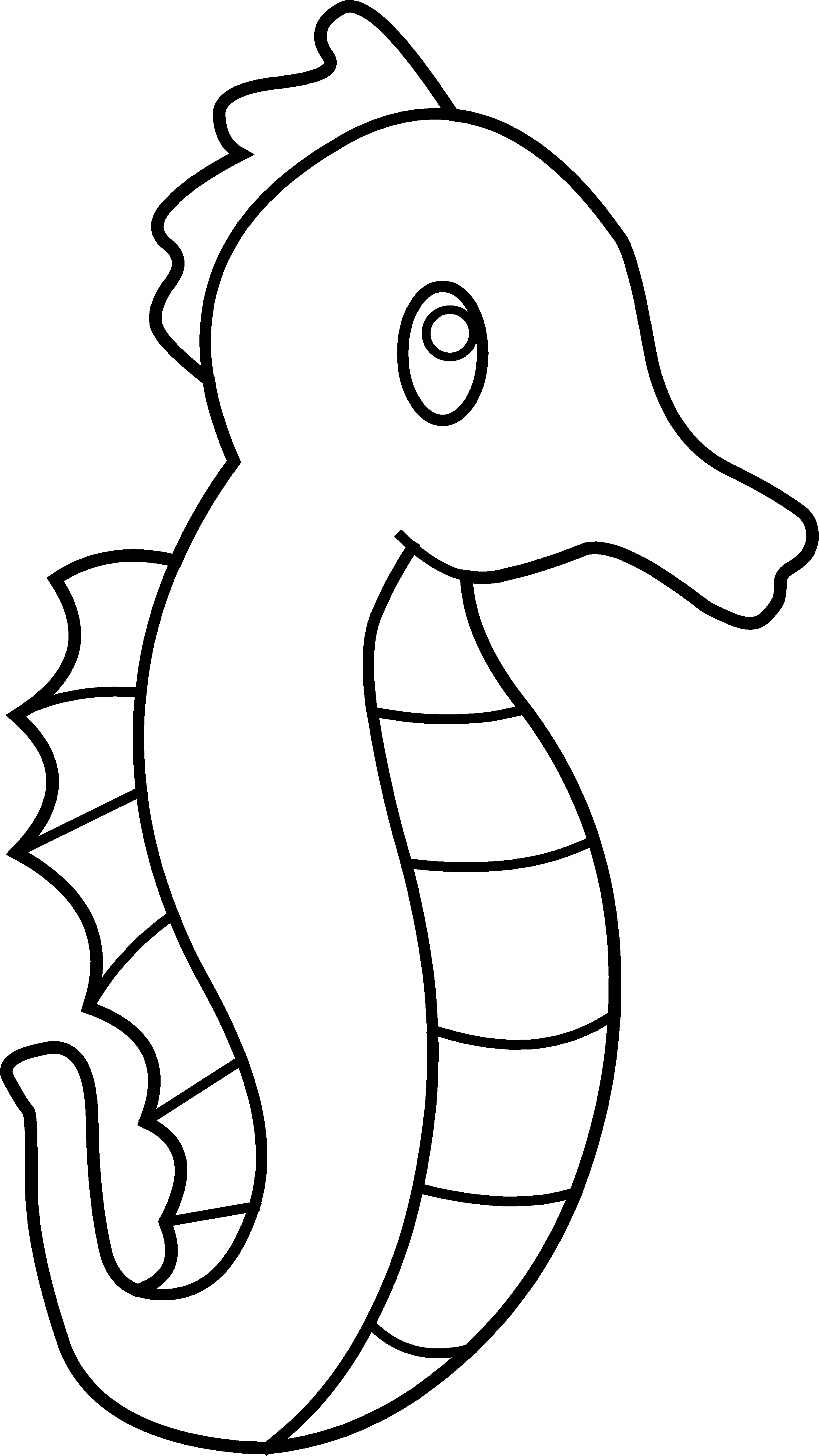 2739x4871 Cute Seahorse Line Art Free Clip Clipart