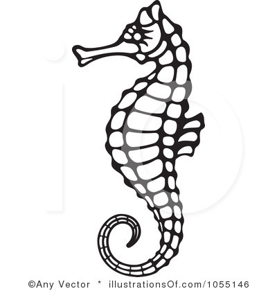 400x420 Black Clipart Seahorse