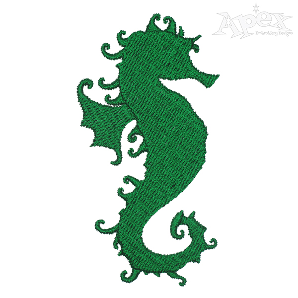 600x600 Seahorse Silhouette Embroidery Design