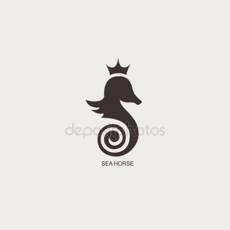450x450 Stylized Graphic Seahorse. Silhouette Illustration Of Sea Life
