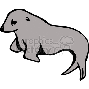 300x300 Royalty Free Sad Gray Seal 133587 Vector Clip Art Image