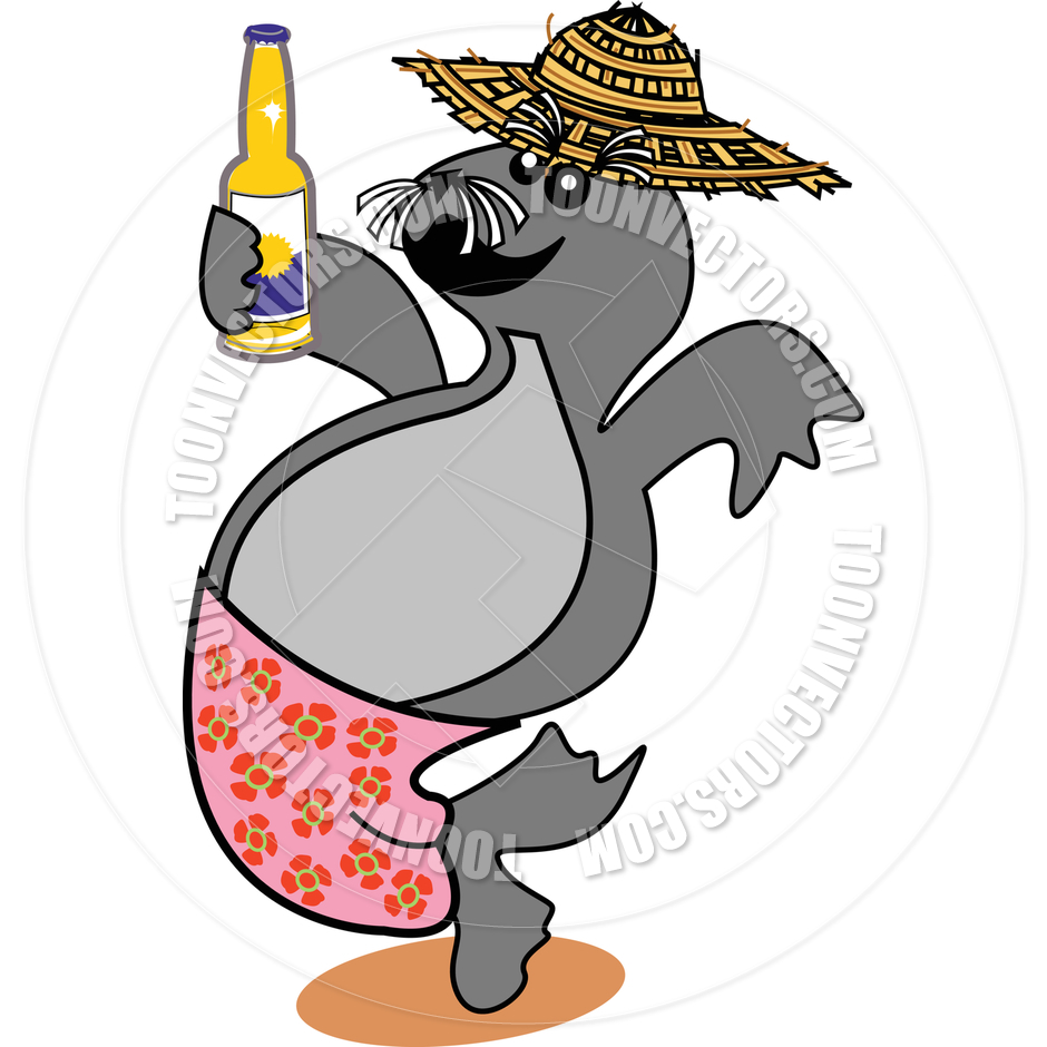 940x940 Cartoon Seal Drinking Beer Vector Illustration By Clip Art Guy