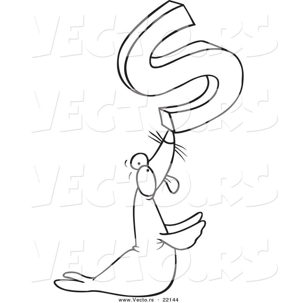 1024x1044 Vector Of A Cartoon Seal Holding Up The Letter S