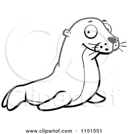 450x470 Cartoon Clipart Of A Black And White Cute Seal