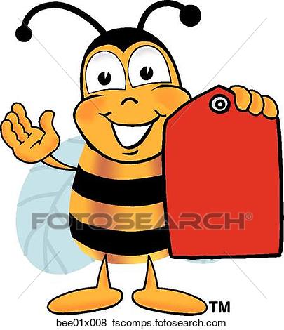 405x470 Clip Art Of Bee With Price Tag Bee01x008