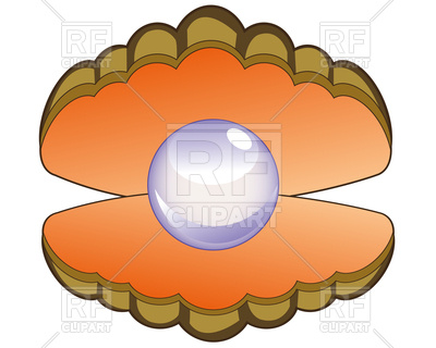 400x320 Openning Seashell With Pearl On White Background Royalty Free