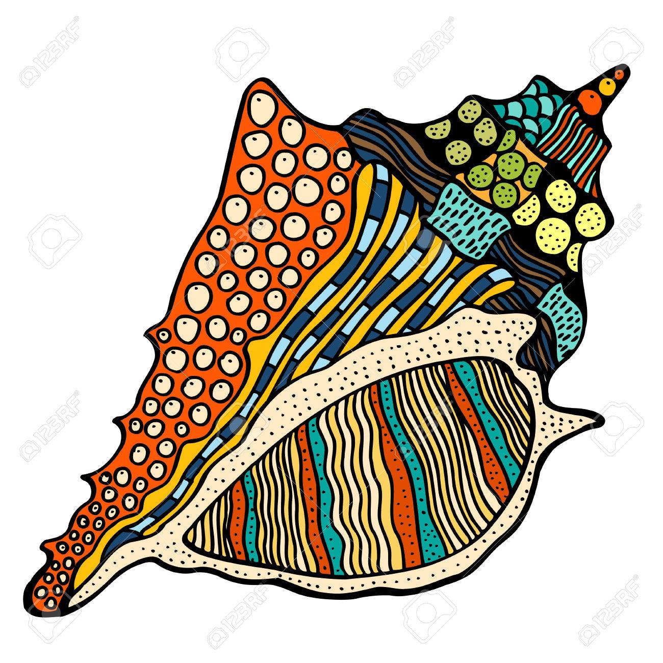 1300x1300 Seashell. Vector Illustration. Zentangle. Hand Drawn Artwork