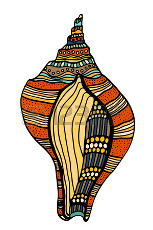 300x450 Shell, Zentangle Patterned Seashell, Black And White Page