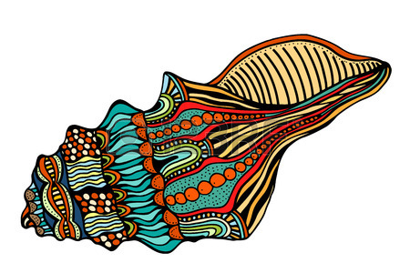 450x300 Shell, Zentangle Patterned Seashell, Black And White Page