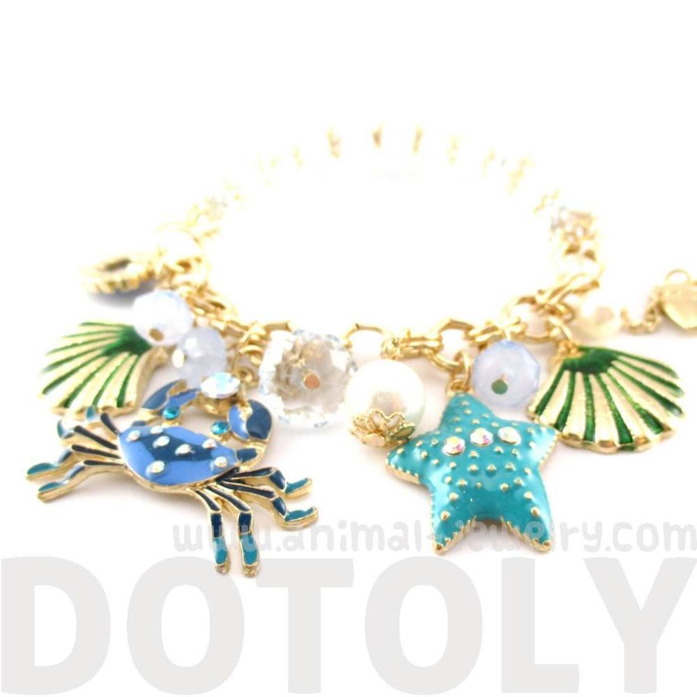 1000x1000 Blue Crab Starfish Jewels Of The Sea Charm Bracelet Dotoly