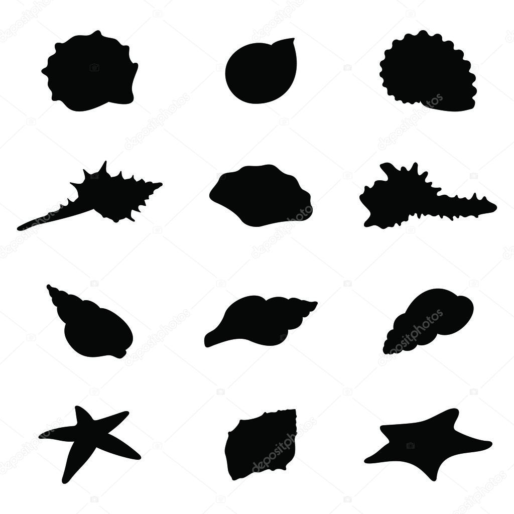 1024x1024 Shells And Starfishes Silhouettes Stock Vector Nata Art