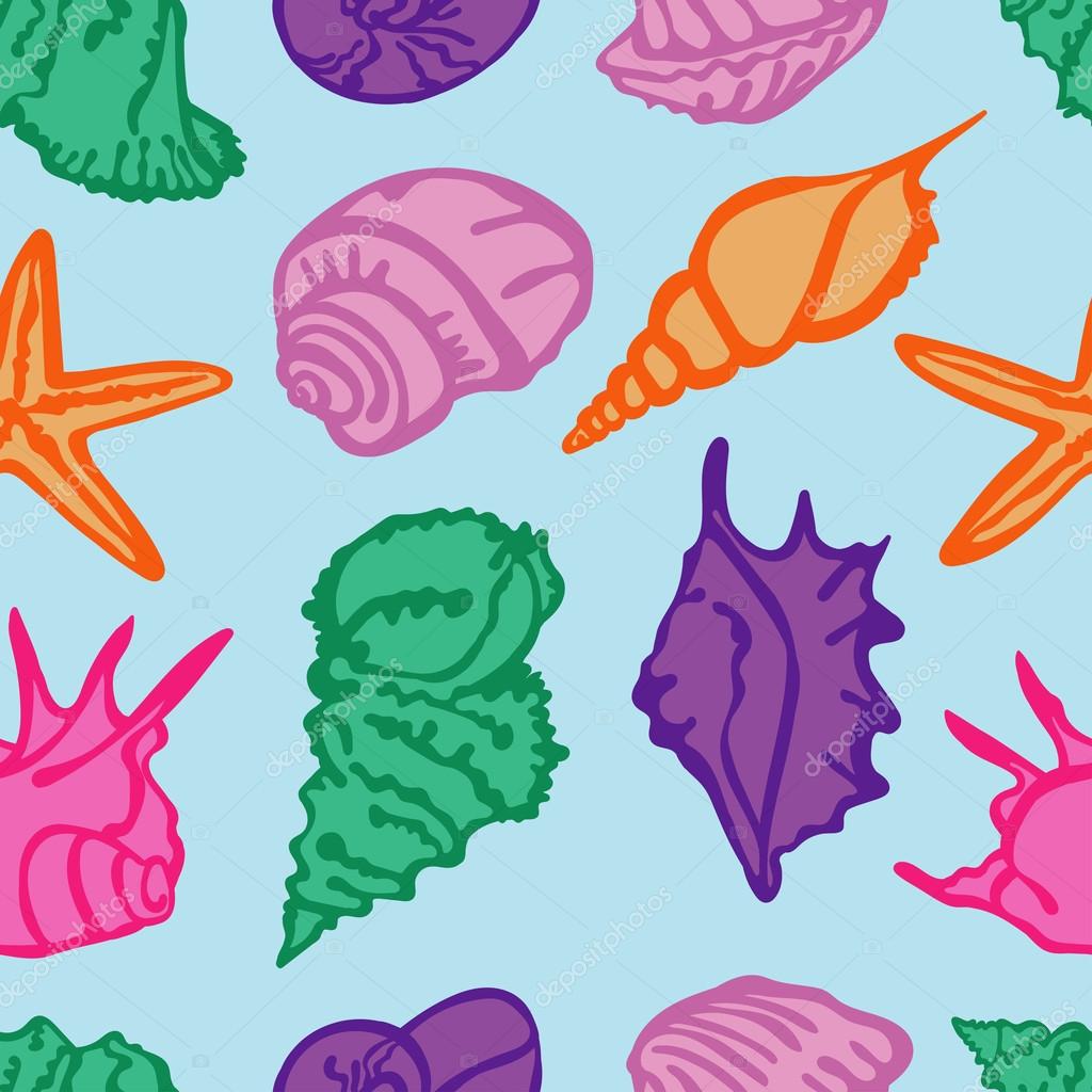 1024x1024 Sea Elements Composition. Group Of Sea Shells. Background