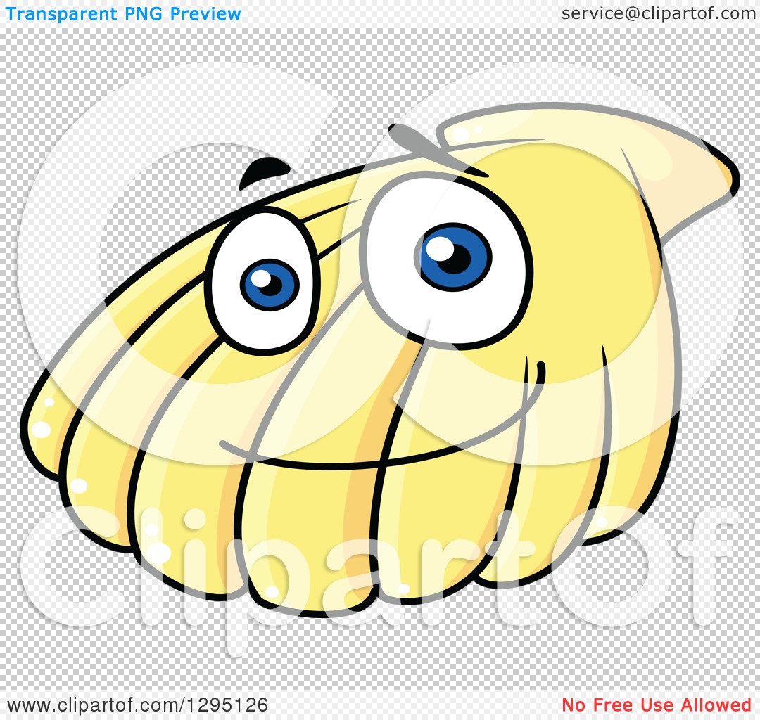 1080x1024 Clipart Of Cartoon Happy Yellow Scallop Sea Shell