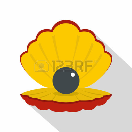 450x450 Pearl In A Sea Shell Icons Set Flat Vector Royalty Free Cliparts