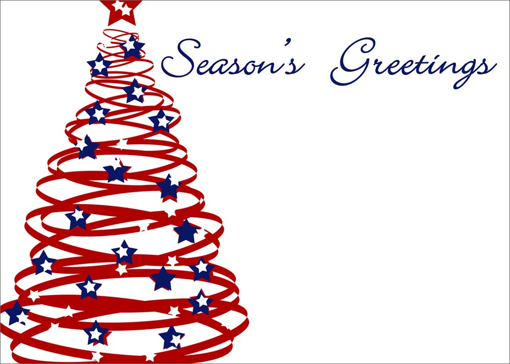 1000x714 Patriotic Christmas Tree Season's Greetings By Cardsdirect