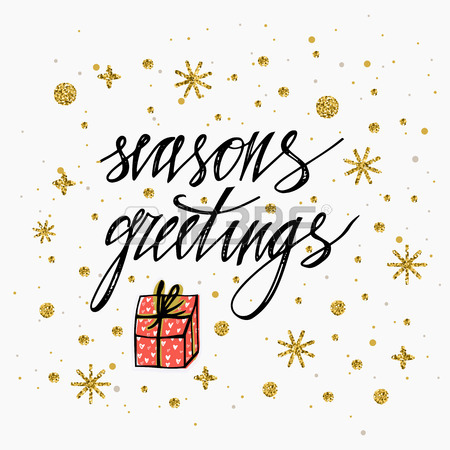 450x450 Season's Greetings Card With Gold Glitter Snowflake, Stars