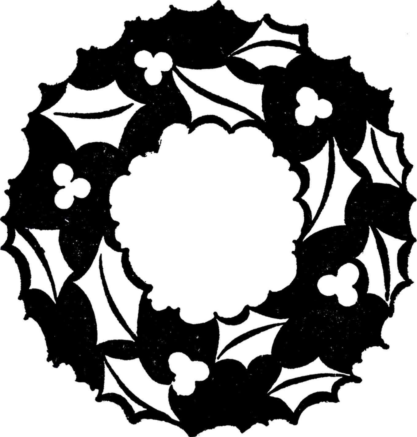 1359x1422 Christmas Wreath Clip Art Black And White Cheminee.website