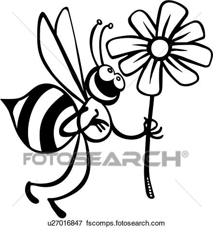 440x470 Clip Art Of , Bee, Buzz, Cartoon, Insect, Seasons, Spring