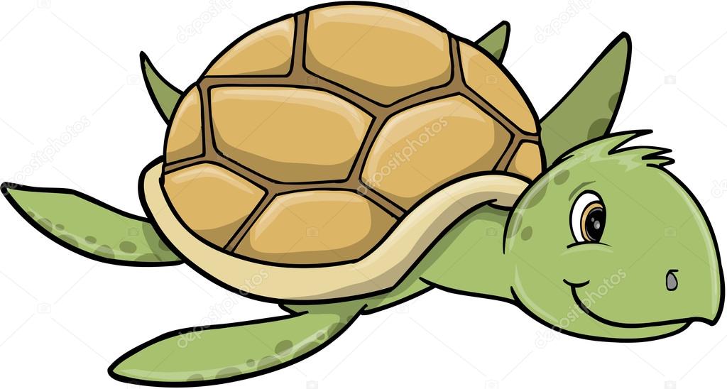 1024x548 Cute Sea Turtle Vector Art Illustration Stock Vector