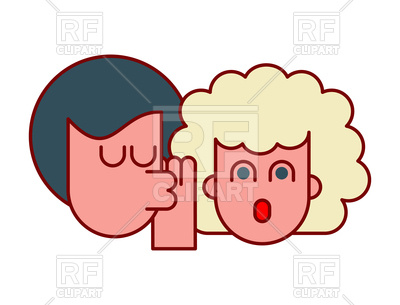 400x305 Whispers In Ear Liner Style Icon. Speak Secret. Royalty Free