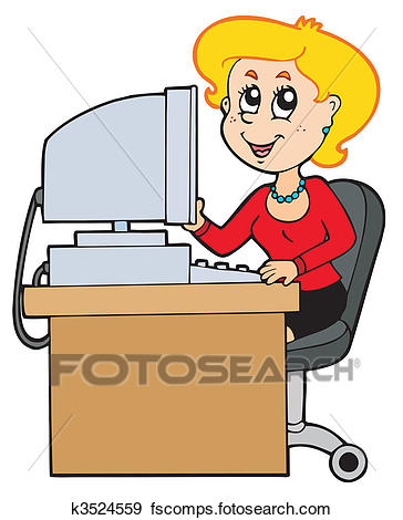 364x470 Clip Art Of Cartoon Secretary K3524559