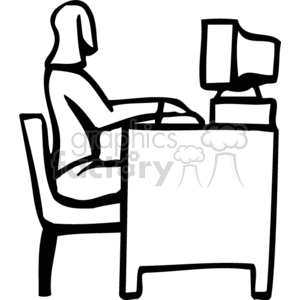 300x300 Royalty Free Black And White Woman Secretary Sitting