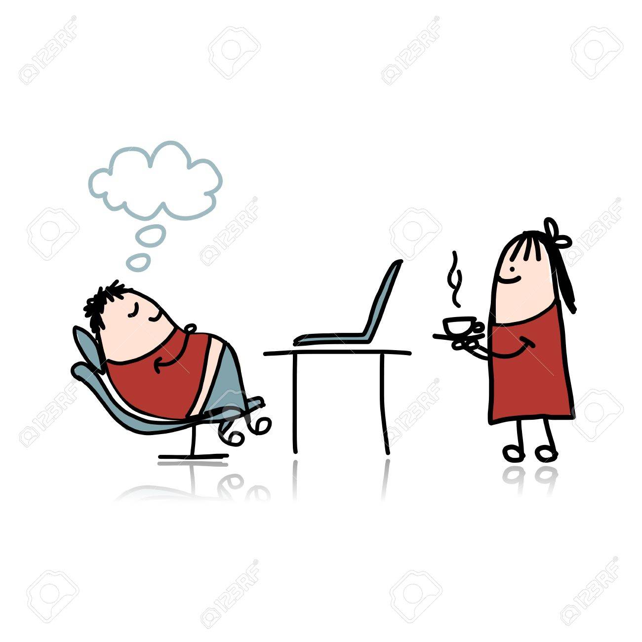 1300x1300 Secretary Girl Bring Hot Coffee For Boss Royalty Free Cliparts