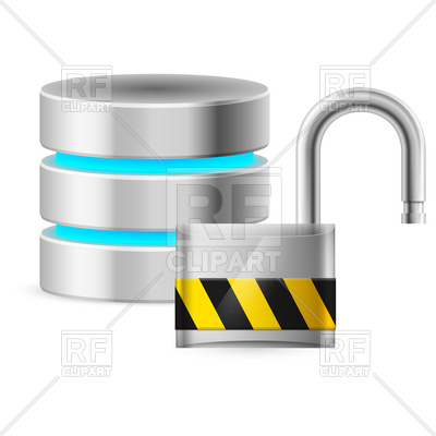 400x400 Open Padlock And Database Icons