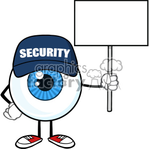 300x300 Royalty Free Blue Eyeball Cartoon Mascot Character Security Guard