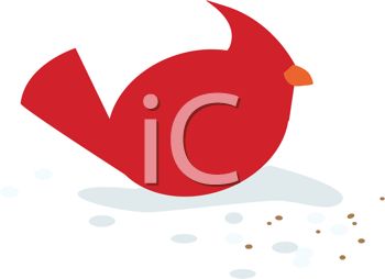 350x254 Little Red Cardinal Bird Eating Seeds In The Snow